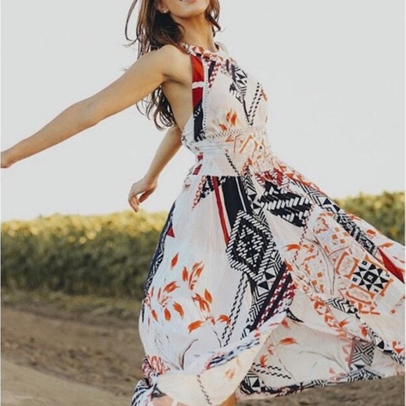 Abel The Label Dresses & Skirts - ABEL THE LABEL Gemini Backless Halter Maxi Sundress | Asymmetrical Slit Smocked